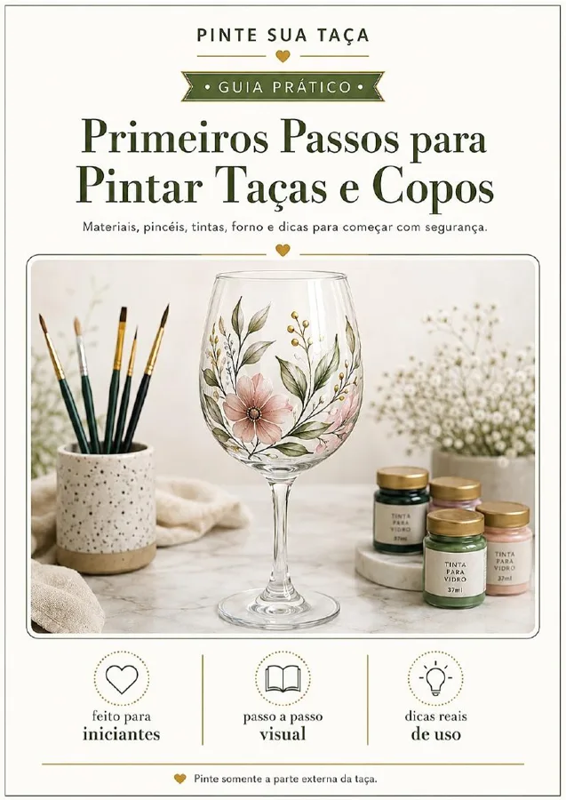 Página de orientações de tintas, pincéis e finalização no forno